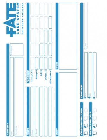 Offizieller Fate Core Charakterbogen Interaktiv A4 Deutsch